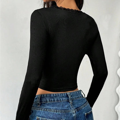 Lace-Trim Bow Baby Tee