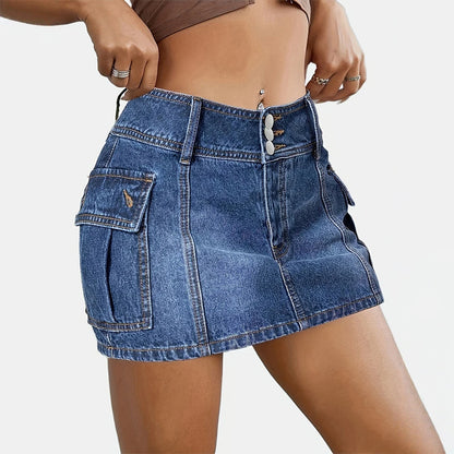 Mini Skirt with Button Pocket Detail