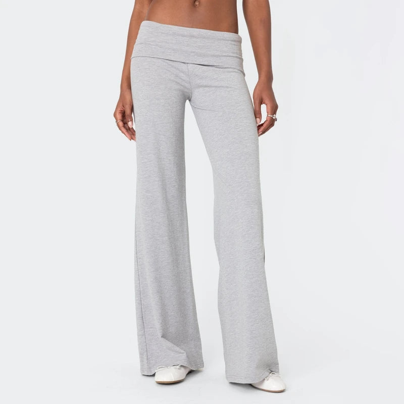 Fold-Over Wide Leg Sweatpants