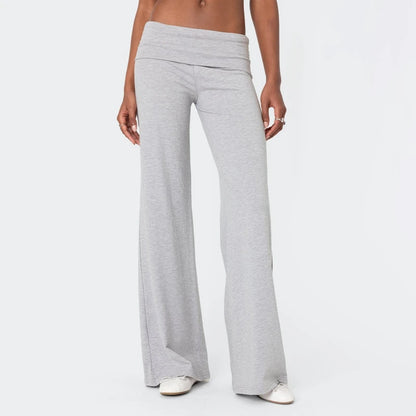 Fold-Over Wide Leg Sweatpants