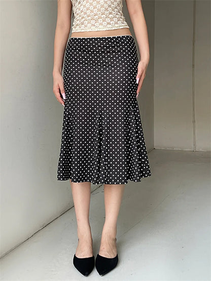 Dot Print Midi Skirt
