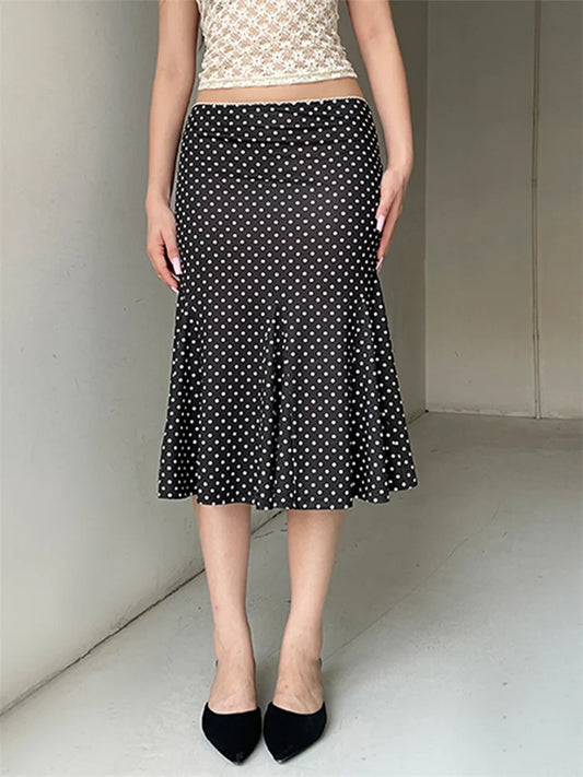 Dot Print Midi Skirt