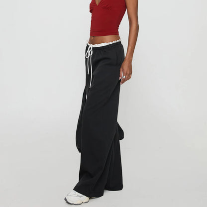 Ruffle Trim Drawstring Pants