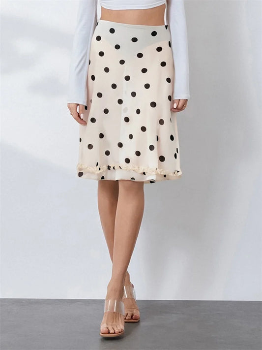 Mesh Dot Midi Skirt
