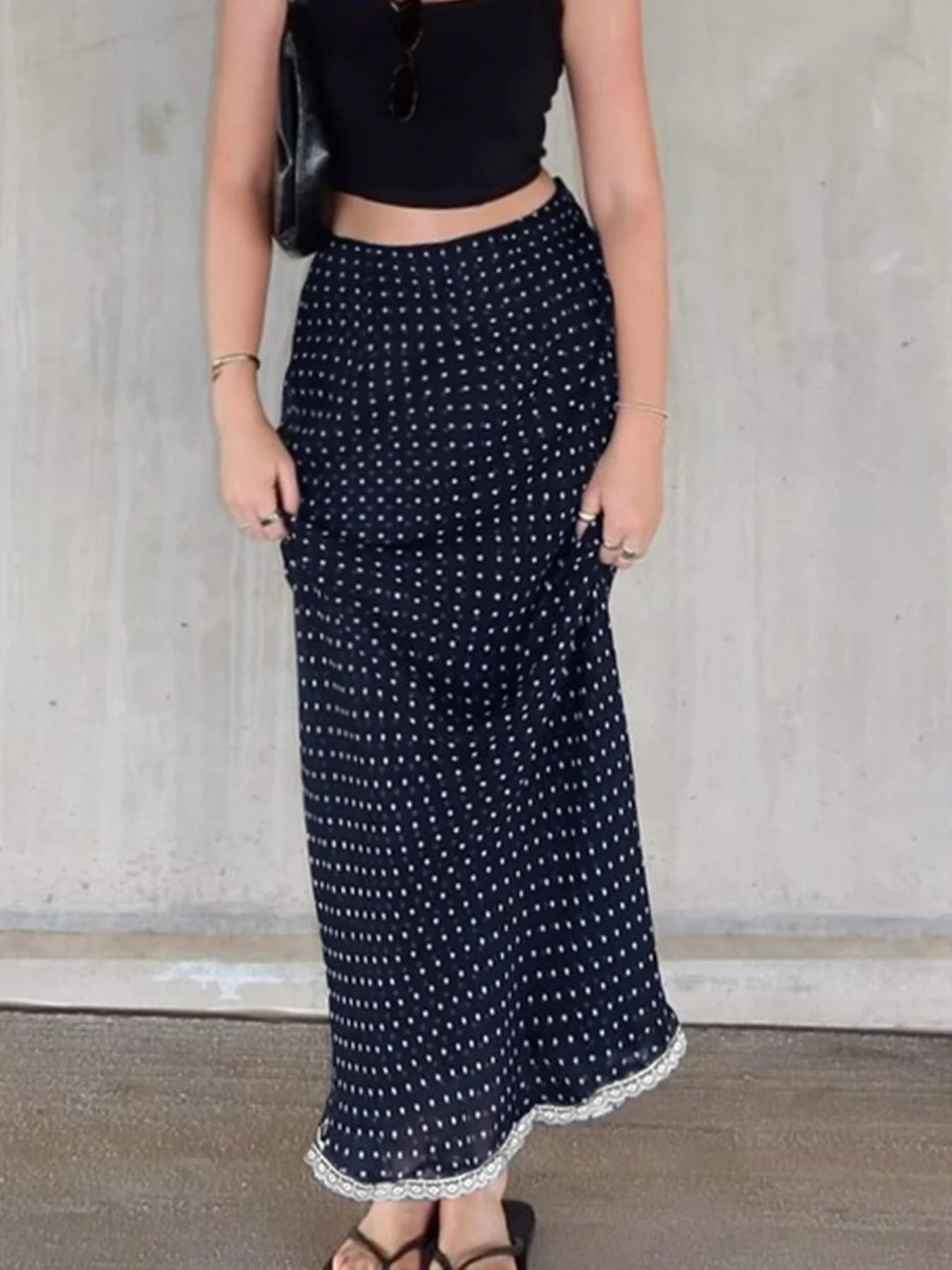 Polka Dot Mesh Wrap Skirt