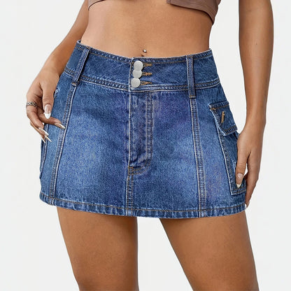 Mini Skirt with Button Pocket Detail
