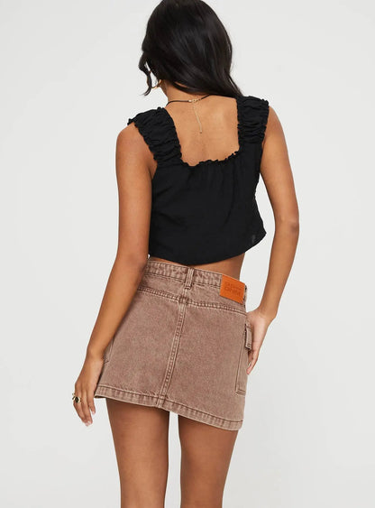 Washed Denim Jean Skirt