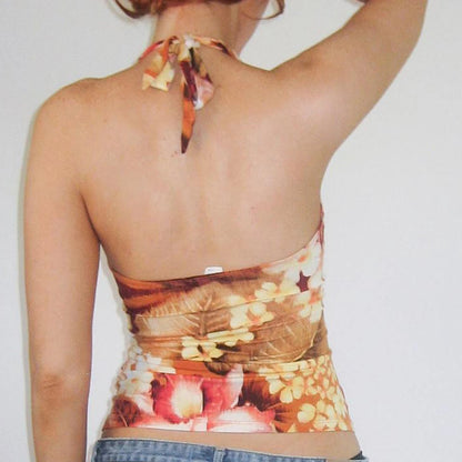 Floral Ruched V-Neck Top