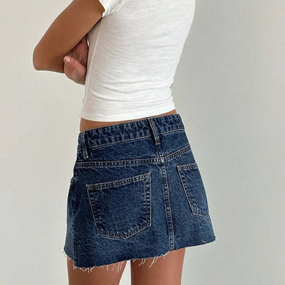 Frayed Hem Denim Mini Skirt