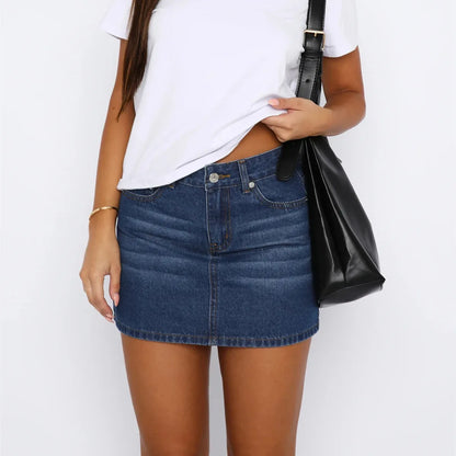 Low-Rise Denim Mini Skirt